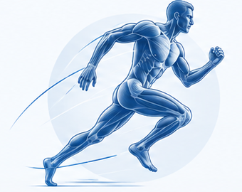 Illustrazione anatomica di atleta in corsa